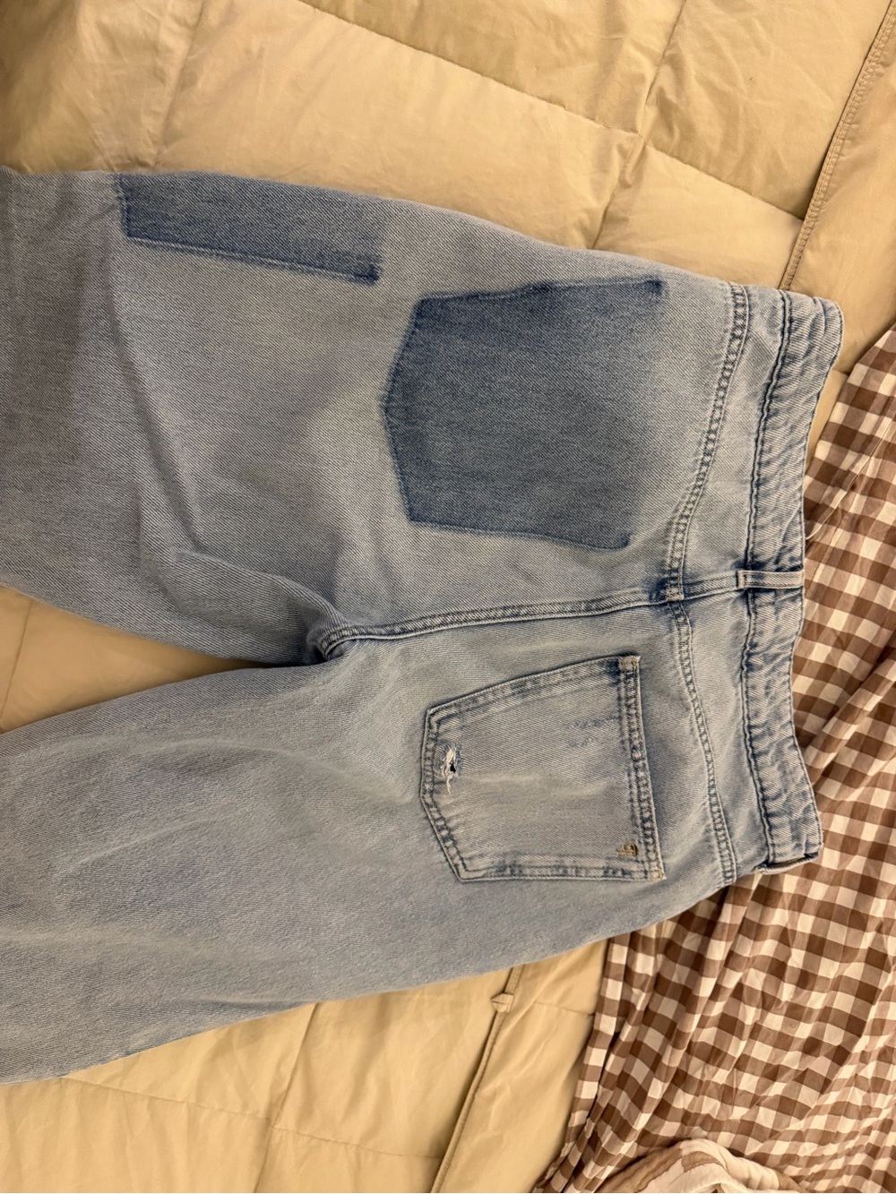 Pilcro Light Blue Relaxed Jeans with Darker Patch Accents